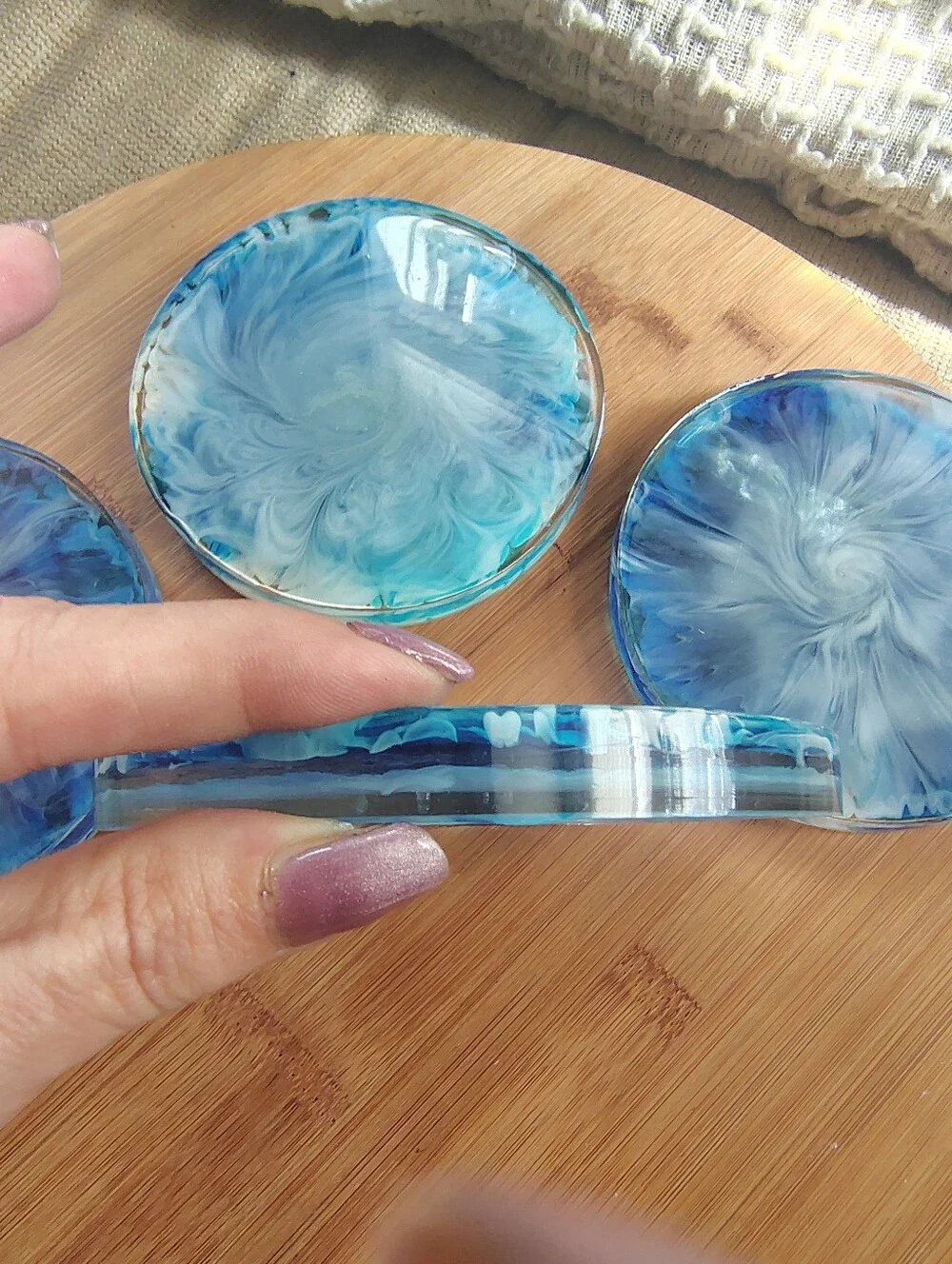 Blue Marble Coasters - Set of 4